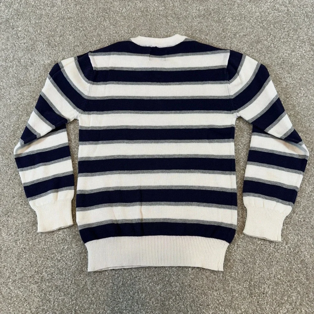 The Children's Place Boys Striped V-Neck Sweater Navy Grey Size S 5/6‎ Cotton